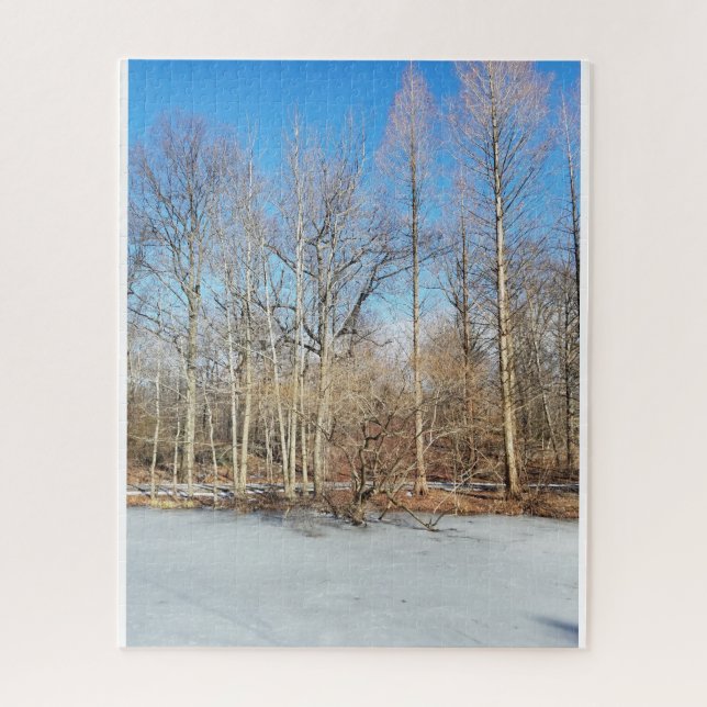 Puzzle Bosques de invierno con nieve en el día soleado (Vertical)