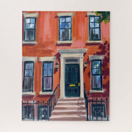 Puzzle Boston Brownstones Massachusetts Acuarela