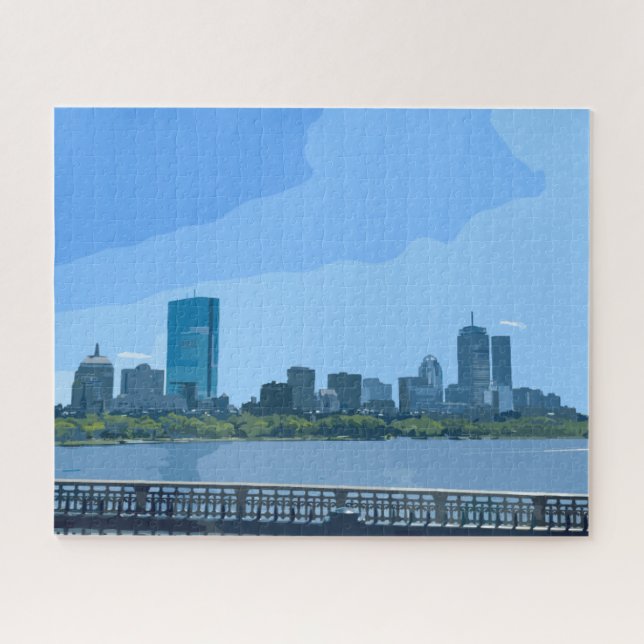 Puzzle Boston Skyline Charles River Painting (Horizontal)