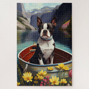 Puzzle Boston Terrier en un remo: Una aventura escénica