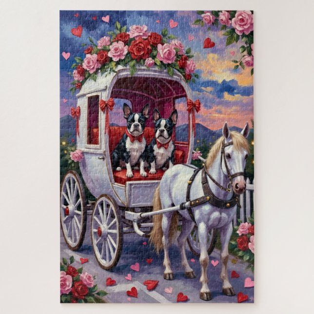 Puzzle Boston Terrier Perro Día de San Valentín (Vertical)