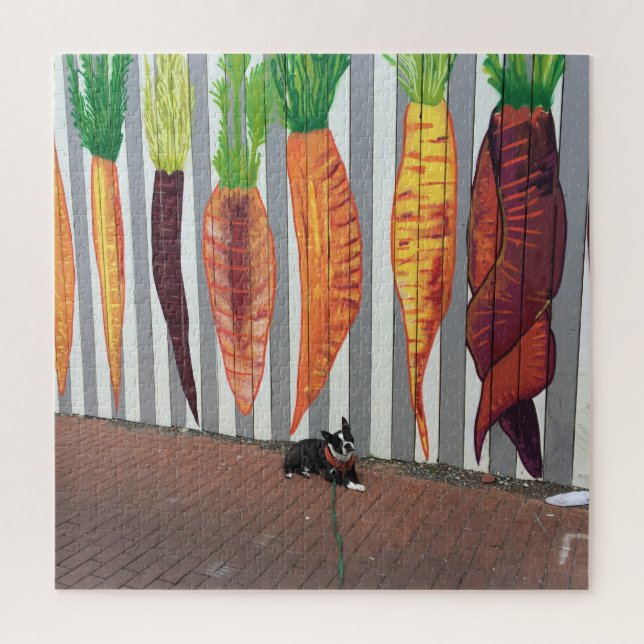 Puzzle Boston Terrier y Calico Carrots (Vertical)