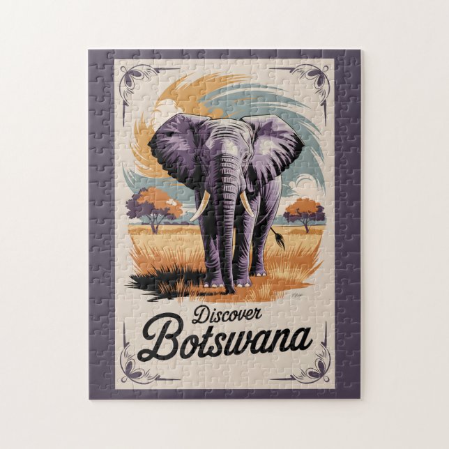 Puzzle Bostwana Elephant Ilustracion Viaje de arte (Vertical)