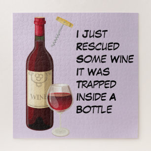 Puzzle Botella de vino y vidrio ilustrados