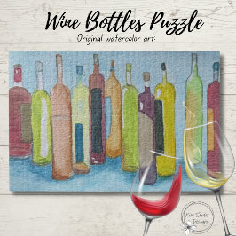 Puzzle Botellas de vino en acuarela