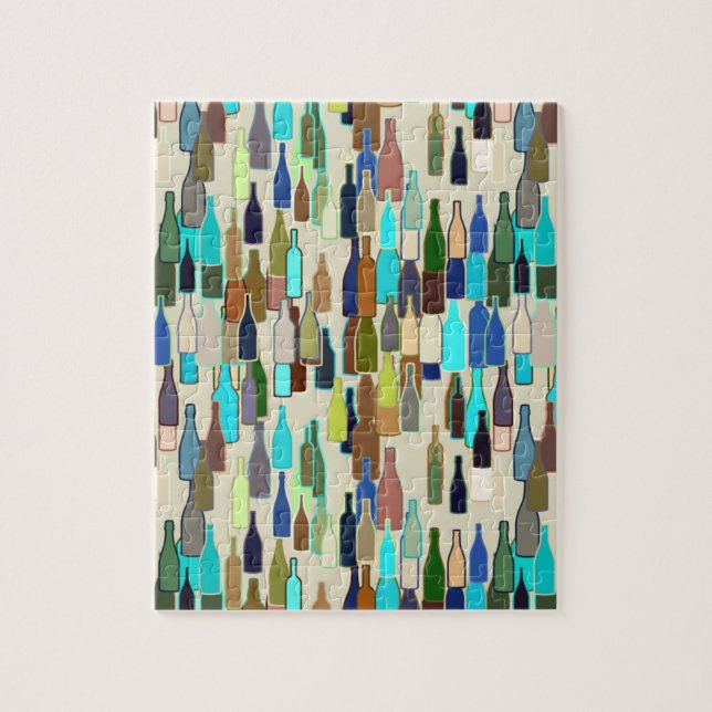Puzzle Botellas de vino, multicolor, fondo beige (Vertical)