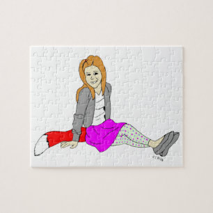Puzzle botón de chica astuta
