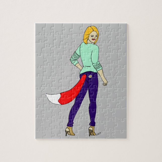 Puzzle botón de chica astuta (Vertical)