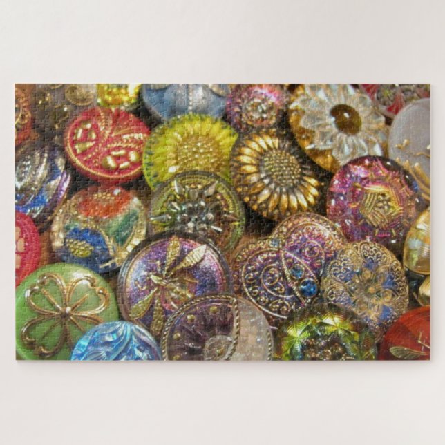 Puzzle Botones de coser de vidrio checo de color (Horizontal)