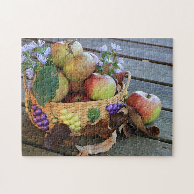 Puzzle Bountiful Fall Apple Harvest Basket Family Fun (Horizontal)