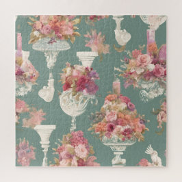 Puzzle Bouquet azul vintage