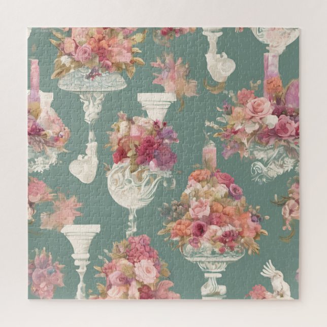 Puzzle Bouquet azul vintage (Vertical)