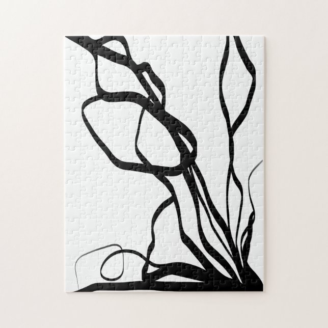 Puzzle Bouquet Blanc: Resumen blanco y negro (Vertical)
