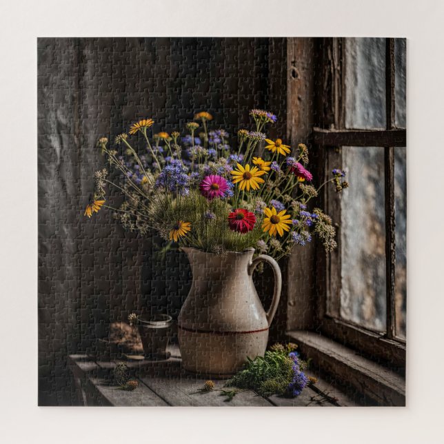 Puzzle Bouquet de Flor Silvestre Vintage (Vertical)