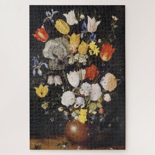 Puzzle Bouquet de flores en una granada de tierra (1610) (Vertical)