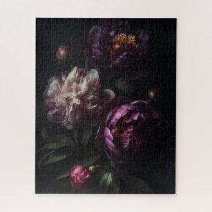 Puzzle Bouquet de flores negras románticas moradas