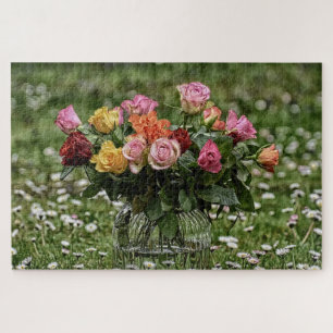 Puzzle Bouquet de Rosas en el campo de las flores
