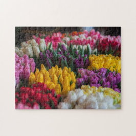 Puzzle Bouquet de tulipanes rojos y amarillos rosados