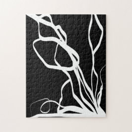 Puzzle Bouquet Noir: Abstracto Negro y Blanco