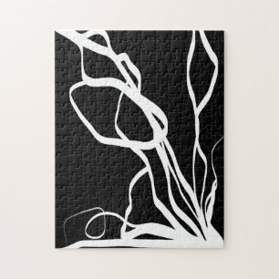 Puzzle Bouquet Noir: Abstracto Negro y Blanco