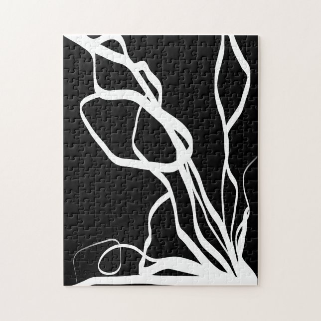 Puzzle Bouquet Noir: Abstracto Negro y Blanco (Vertical)