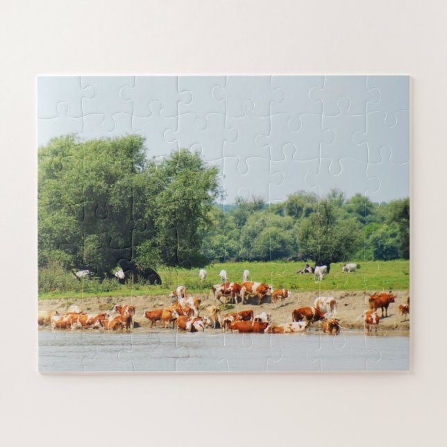 Puzzle Bovino y el río Danubio (Horizontal)