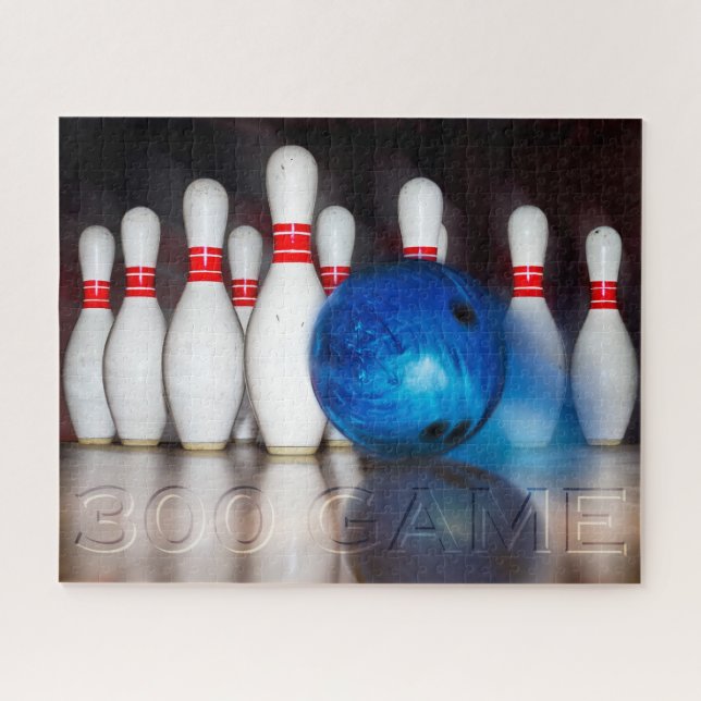 Puzzle Bowling 300 Game, Bowling Ball y 10 pines (Horizontal)