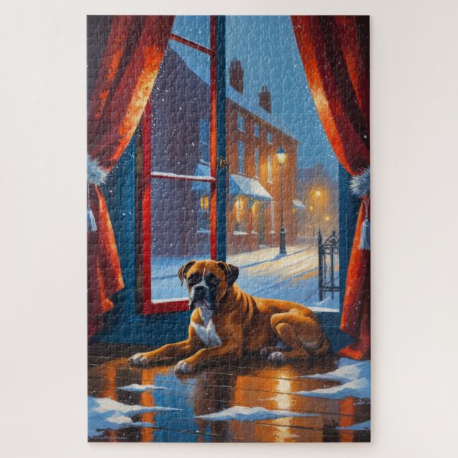 Puzzle Boxeador con Luces de Navidad Fiesta (Vertical)