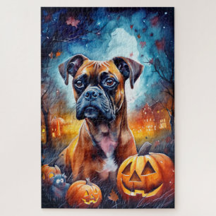 Puzzle Boxeador de Halloween con calabazas asustado