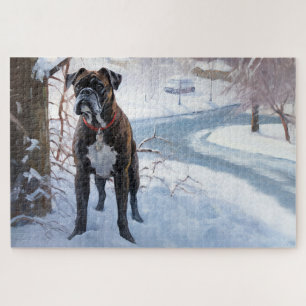 Puzzle Boxeador Deja que nieve Navidad