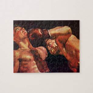 Puzzle Boxeo Deportivo Vintage, boxeadores luchando