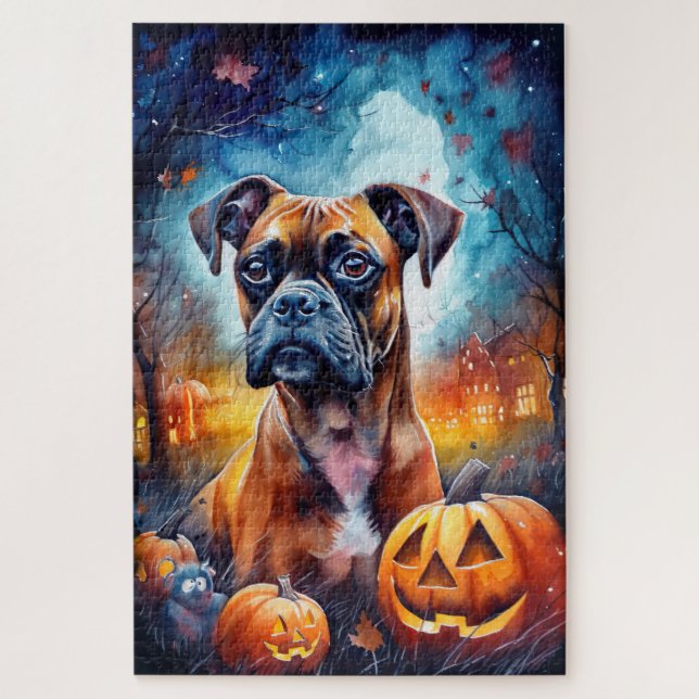 Puzzle Boxer de Halloween con Calabazas Espeluznante (Vertical)