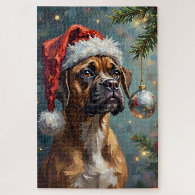 Puzzle Boxer Jugando con la Navidad (Vertical)