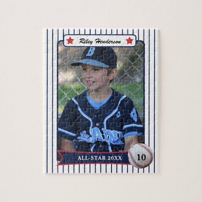 Puzzle Boy Baseball Card Photo (Vertical)