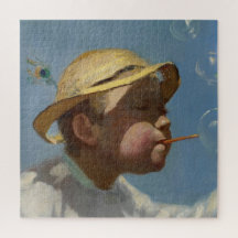 Boy Bearing Bubbles (de Paul Peel)