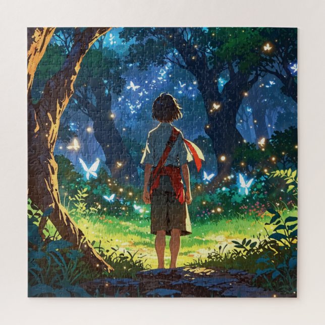 Puzzle Boy in magical forest (Vertical)