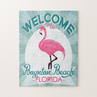 Puzzle Boynton Beach Florida Pink Flamingo Retro