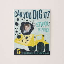 Puzzle Boys Birthday Construction Truck Blue Yellow