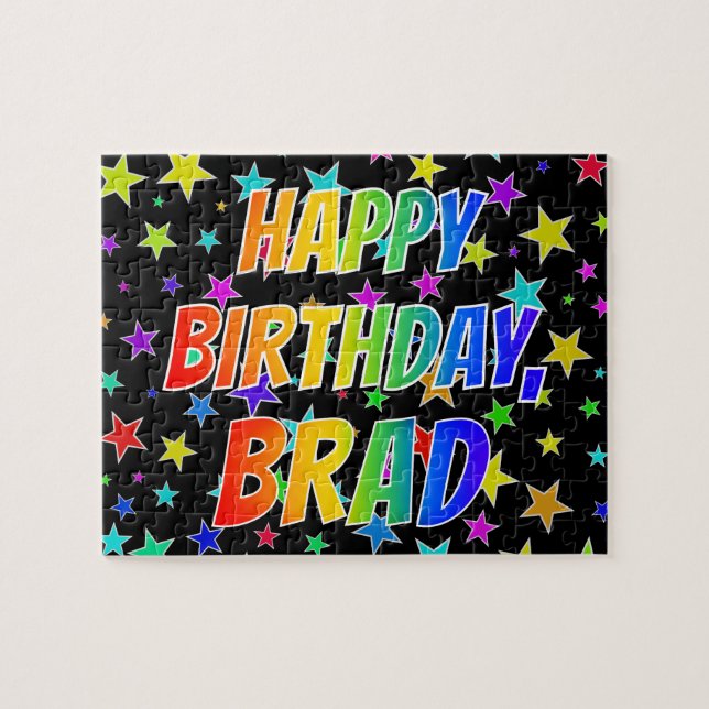 Puzzle "BRAD" Nombre, Diversión "FELIZ CUMPLEAÑOS" (Horizontal)