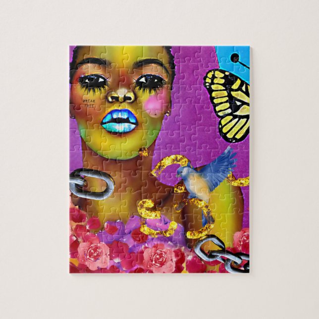 Puzzle Break Free African American Woman Art (Vertical)