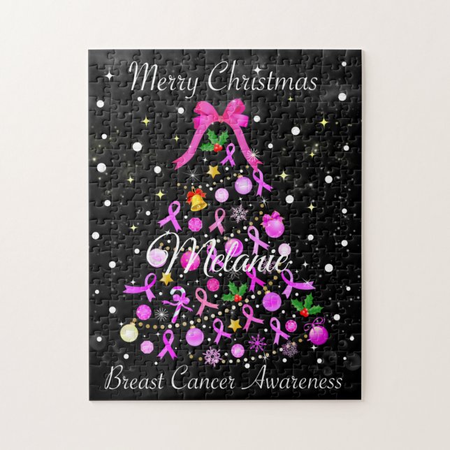 Puzzle Breast Cancer Christmas Tree (Vertical)