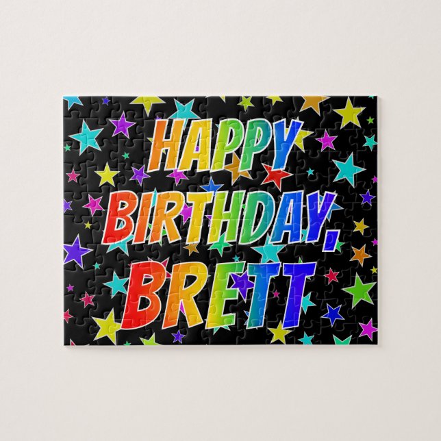 Puzzle "BRETT" Nombre, Diversión "FELIZ CUMPLEAÑOS" (Horizontal)