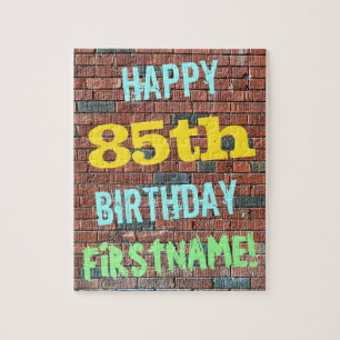 Puzzle Brick Wall Graffiti Inspired 85th Birthday + Name