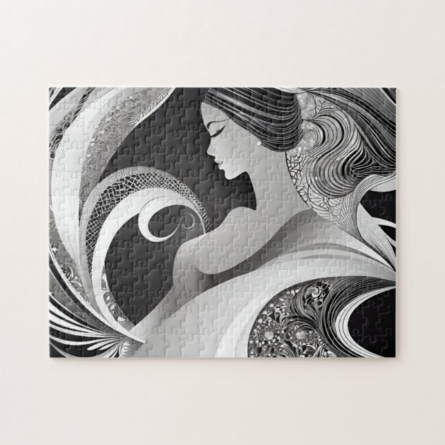 Puzzle Brida abstracta en blanco y negro de la belleza mo (Horizontal)