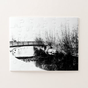 Puzzle Bridge and Stream Winter Scene 11x14 30pc jpcna