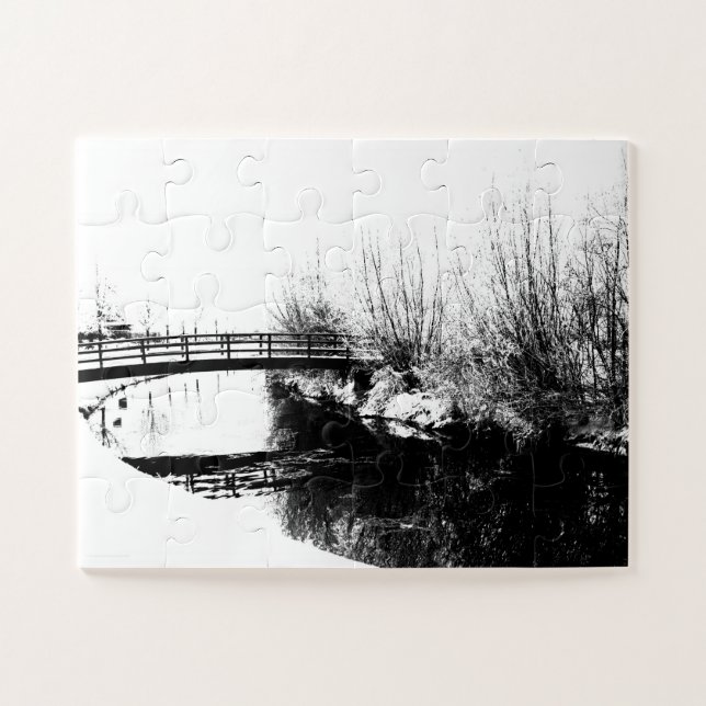 Puzzle Bridge and Stream Winter Scene 11x14 30pc jpcna (Horizontal)