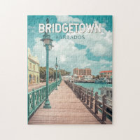 Bridgetown Barbados Ilustracion Viaje arte Retro