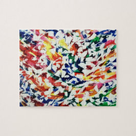 Puzzle Bright Fun Artistic Blue Red Yellow Abstraint Pain