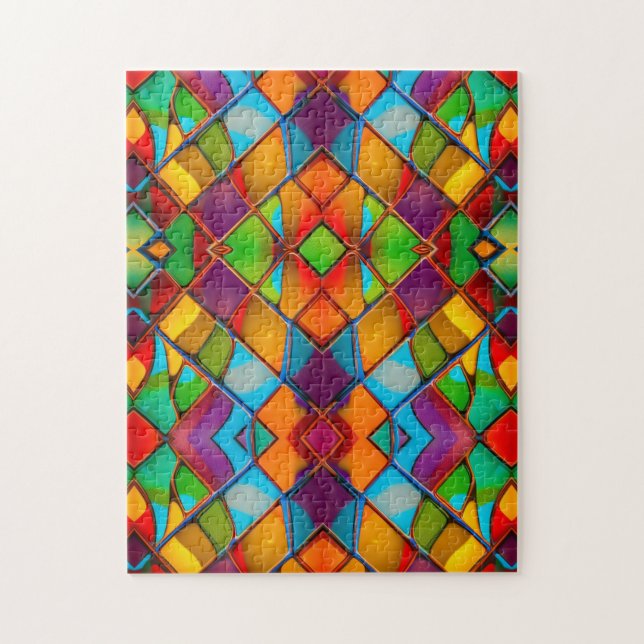 Puzzle Brillante y alegre vidriera de colores (Vertical)