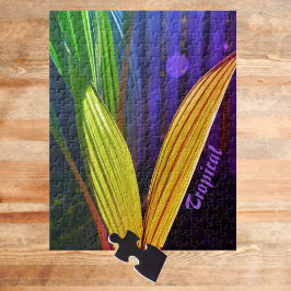 Puzzle Brillantes colores arcoiris palmas tropicales